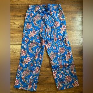 J. Crew women's cropped pants lounge pajama small blue paisley floral